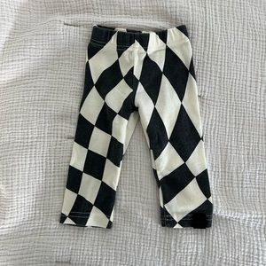 Omamimini Black and White Checkered Kids Leggings